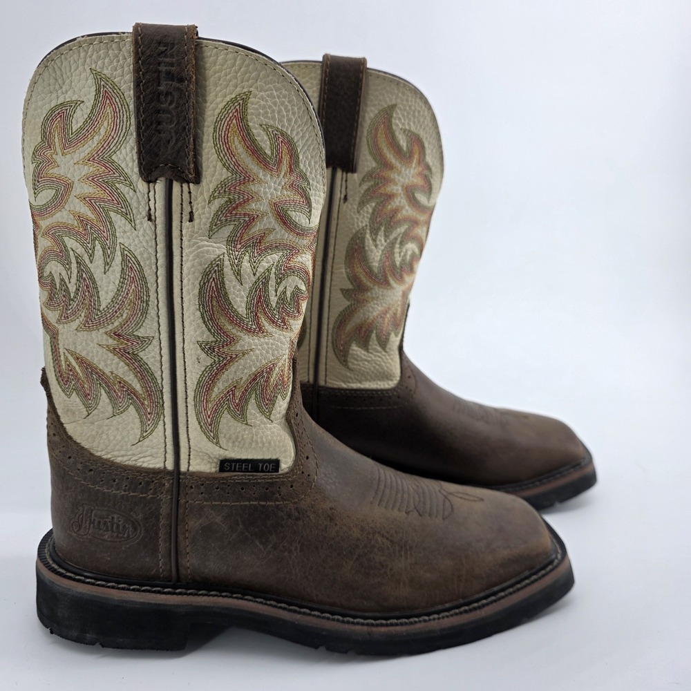 Justin Driller 11" Steel Toe Work Boot Brown Men's Size 8D Western Cowboy